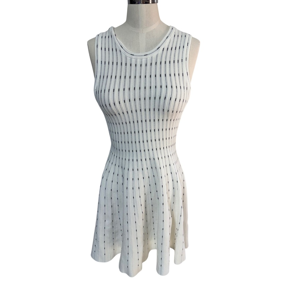 Brigitte Bailey Dress Sleeveless Ribbed Knit Fit & Flare Women's Size S White